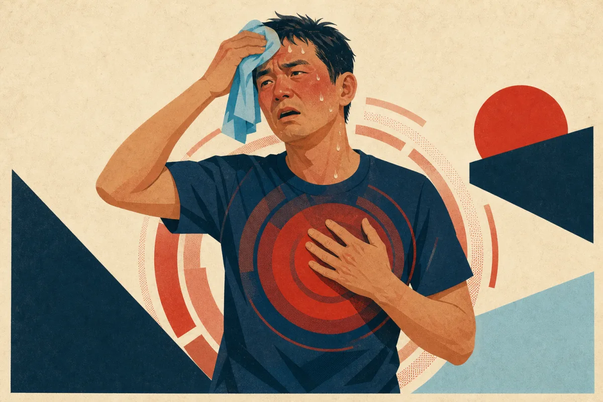 高温下身体发烫并大量出汗的人